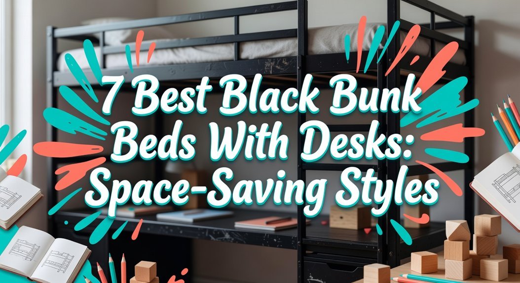 black bunk beds desks