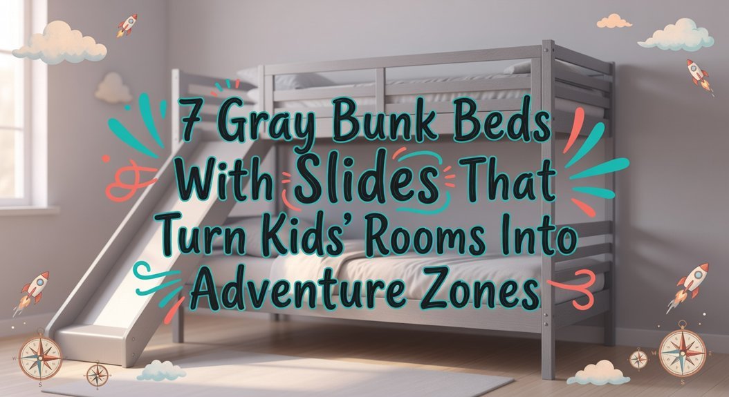 gray bunk beds with slides