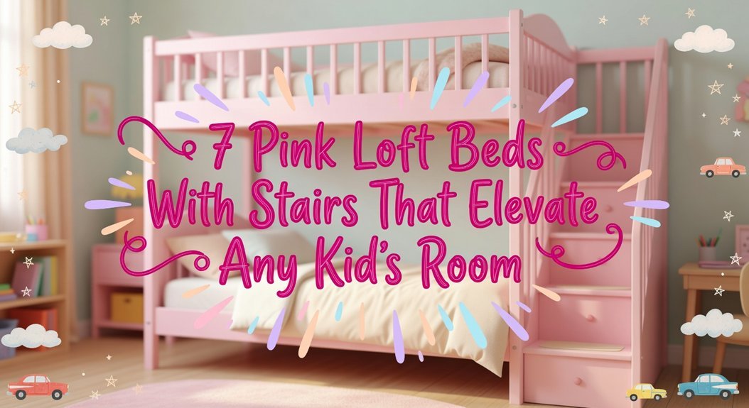 pink loft beds with stairs