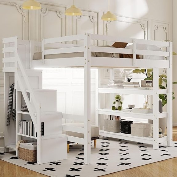 purple loft storage bed