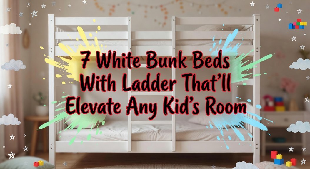 white bunk beds ladder