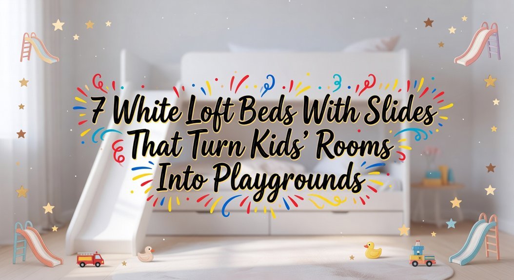 white loft bed slides